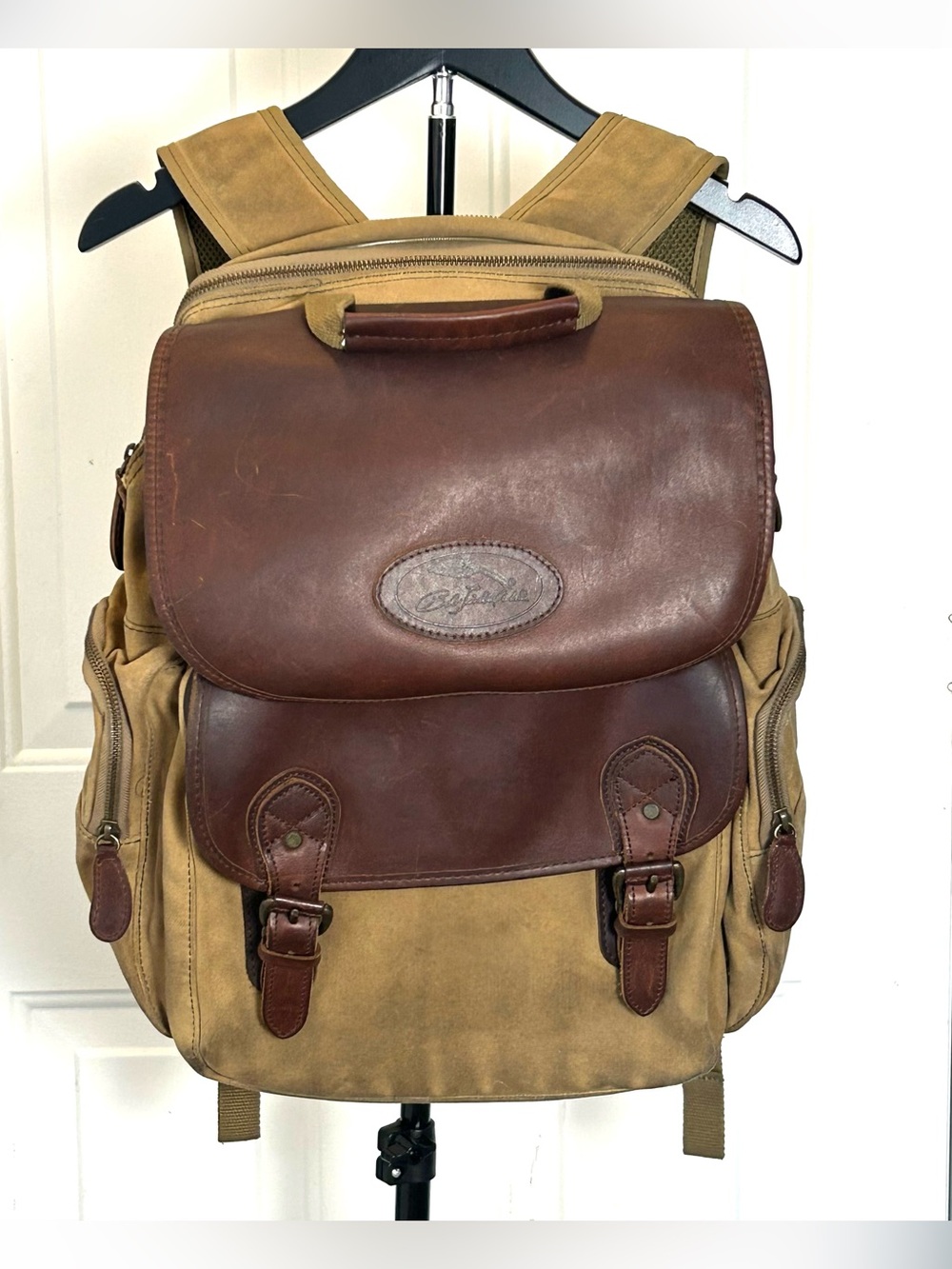 Bob Timberlake Backpack Mens Luggage Rucksack Brown Leather Canvas Laptop